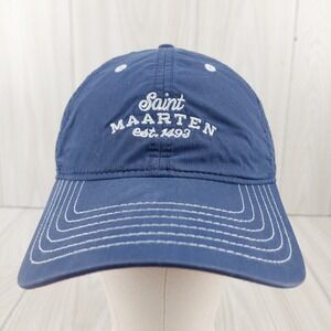 Ahead Saint Maarten Hat Unisex OSFM Navy Blue Embroidered Mid Fit Baseball Cap